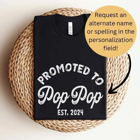 Promoted to Pop Pops Shirt New Grandpa Shirt Pop Established 2024 - Picture 1 of 3